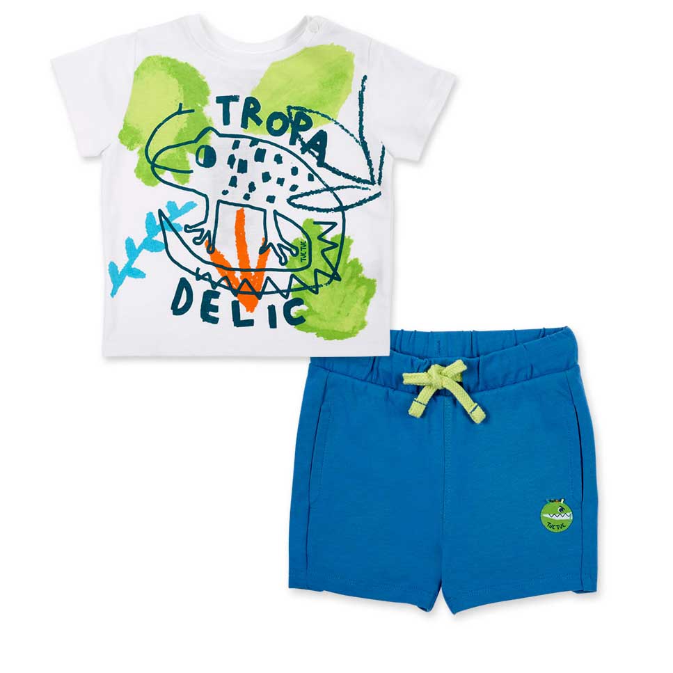 Two-piece set from the Tuc Tuc Children's Clothing Line, featuring solid color shorts and a t-shi...