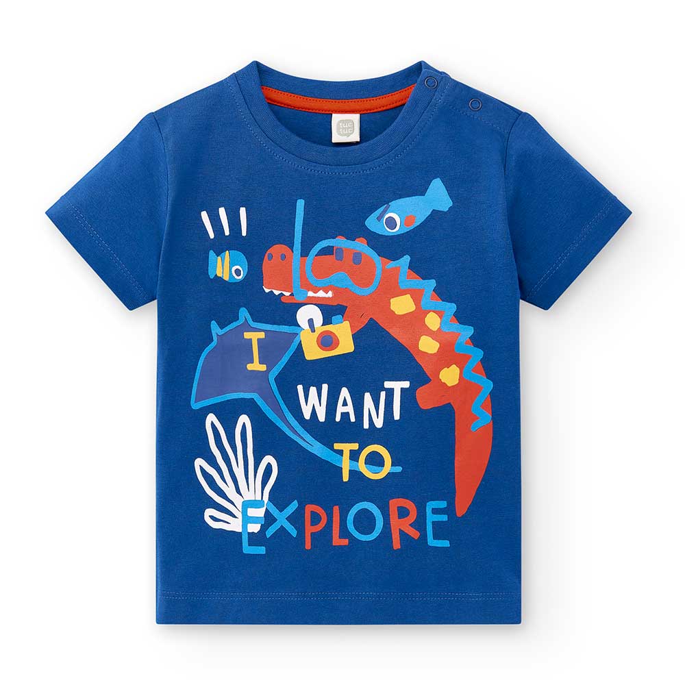 Tuc Tuc Children's Clothing Line T-shirt, with snap buttons on the shoulder and colorful print on...