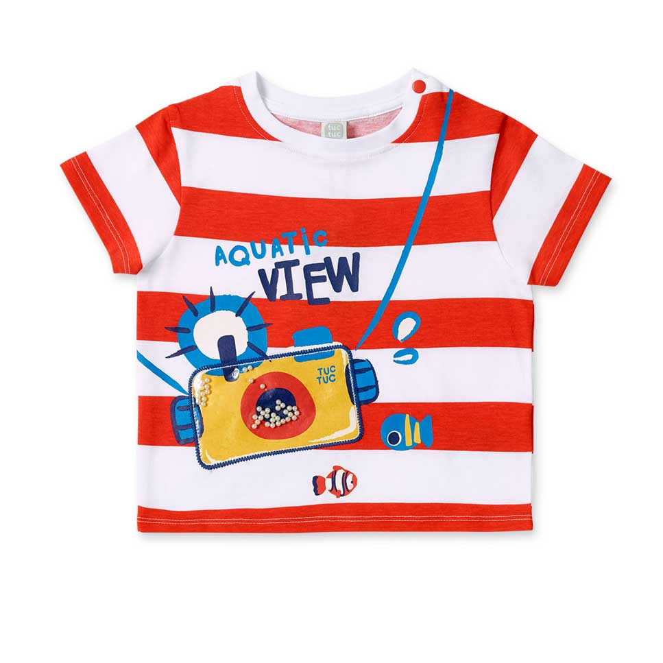 Tuc Tuc Children's Clothing Line T-shirt, short-sleeved with striped pattern and transparent plas...