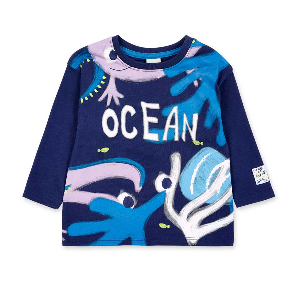 Long-sleeve T-shirt from the Tuc Tuc Children's Clothing Line, with snap buttons on the shoulder ...