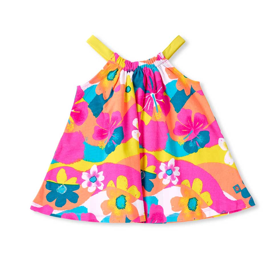 
Low-cut dress from the Tuc Tuc girls' clothing line, with fluorescent colors and all-over floral...