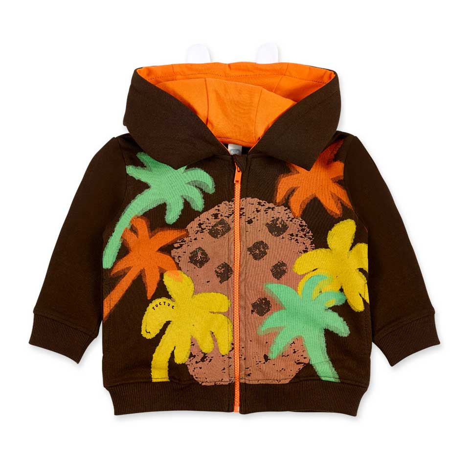 Sweatshirt jacket from the Tuc Tuc Children's Clothing Line, with hood, front pockets, and safari...