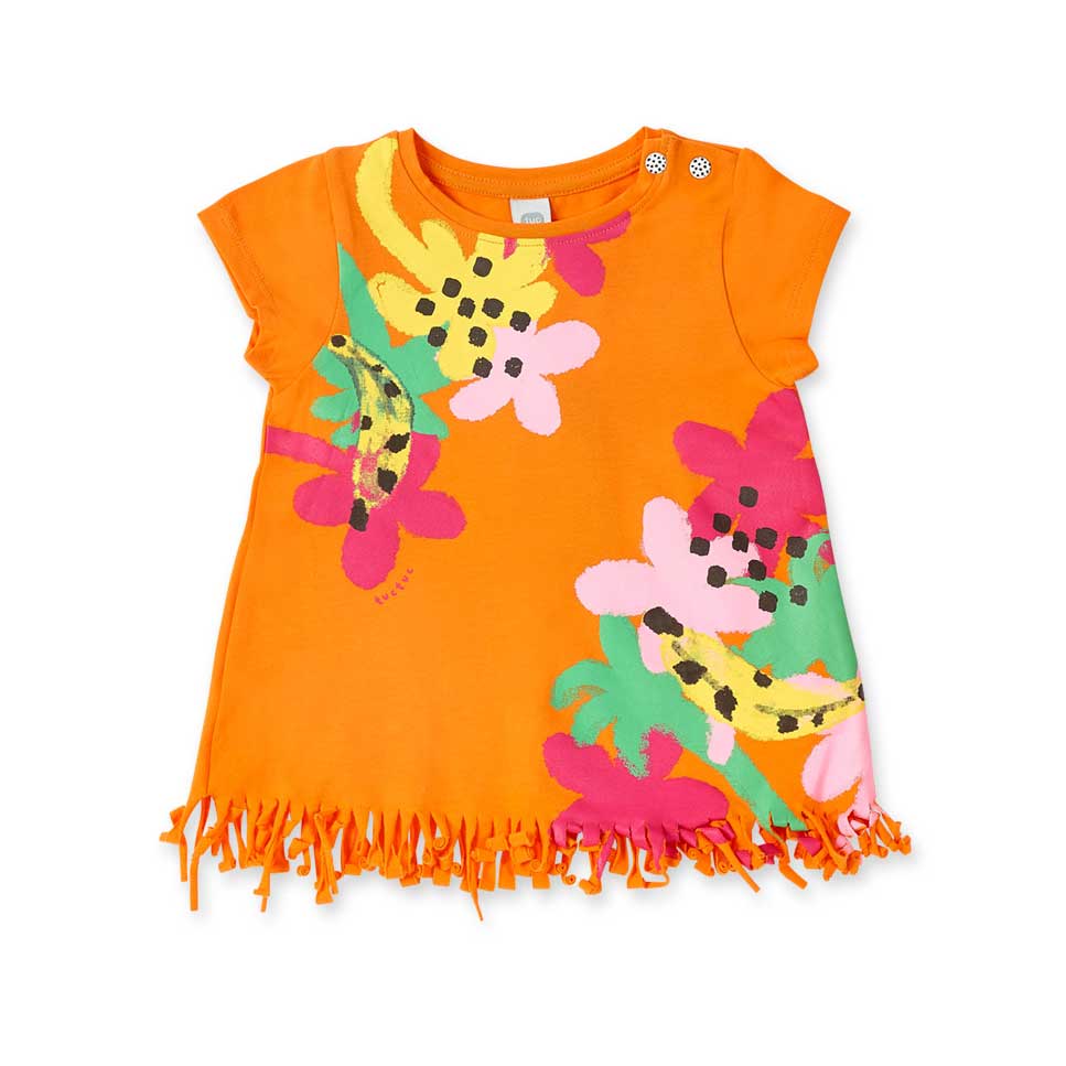 Sundress from the Tuc Tuc Girls' Clothing Line, with fringes on the bottom and multicolor prints ...