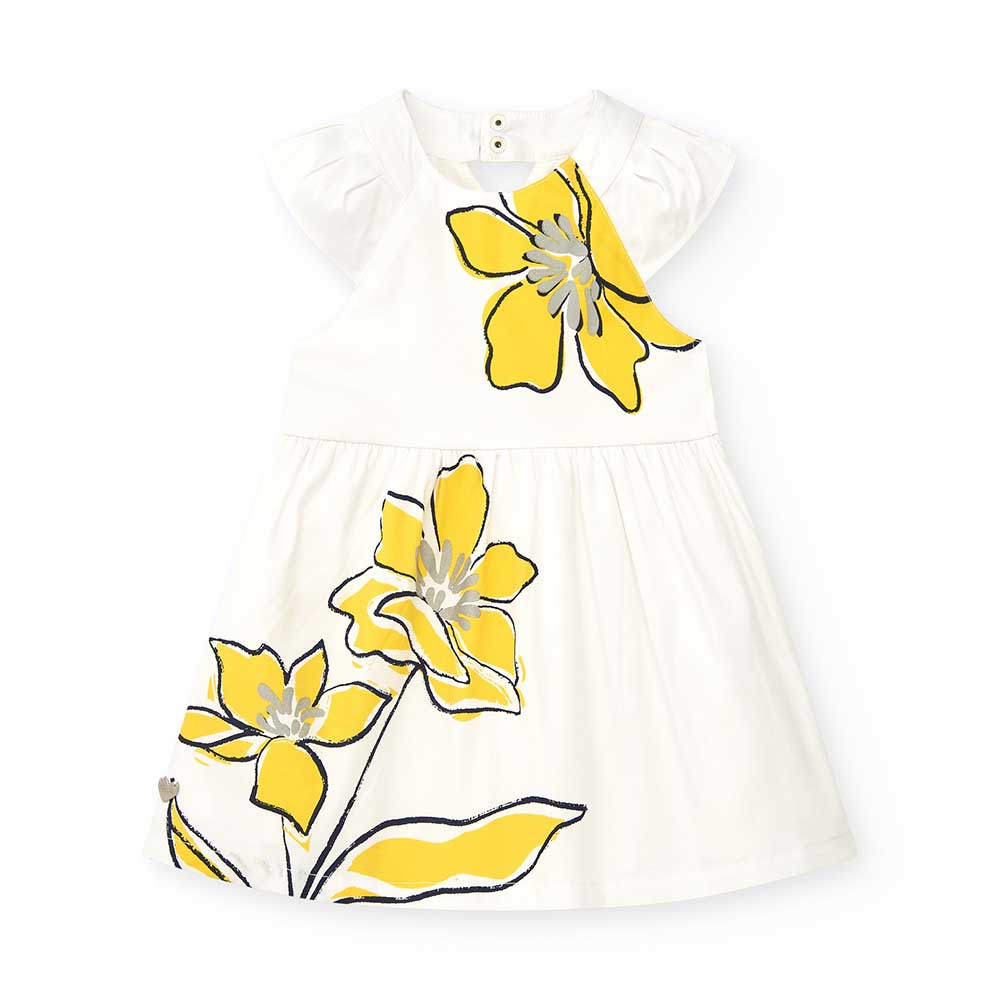 Tuc Tuc Girl's Clothing Line Dress, with a waist cut and wide neckline at the back. On the front,...