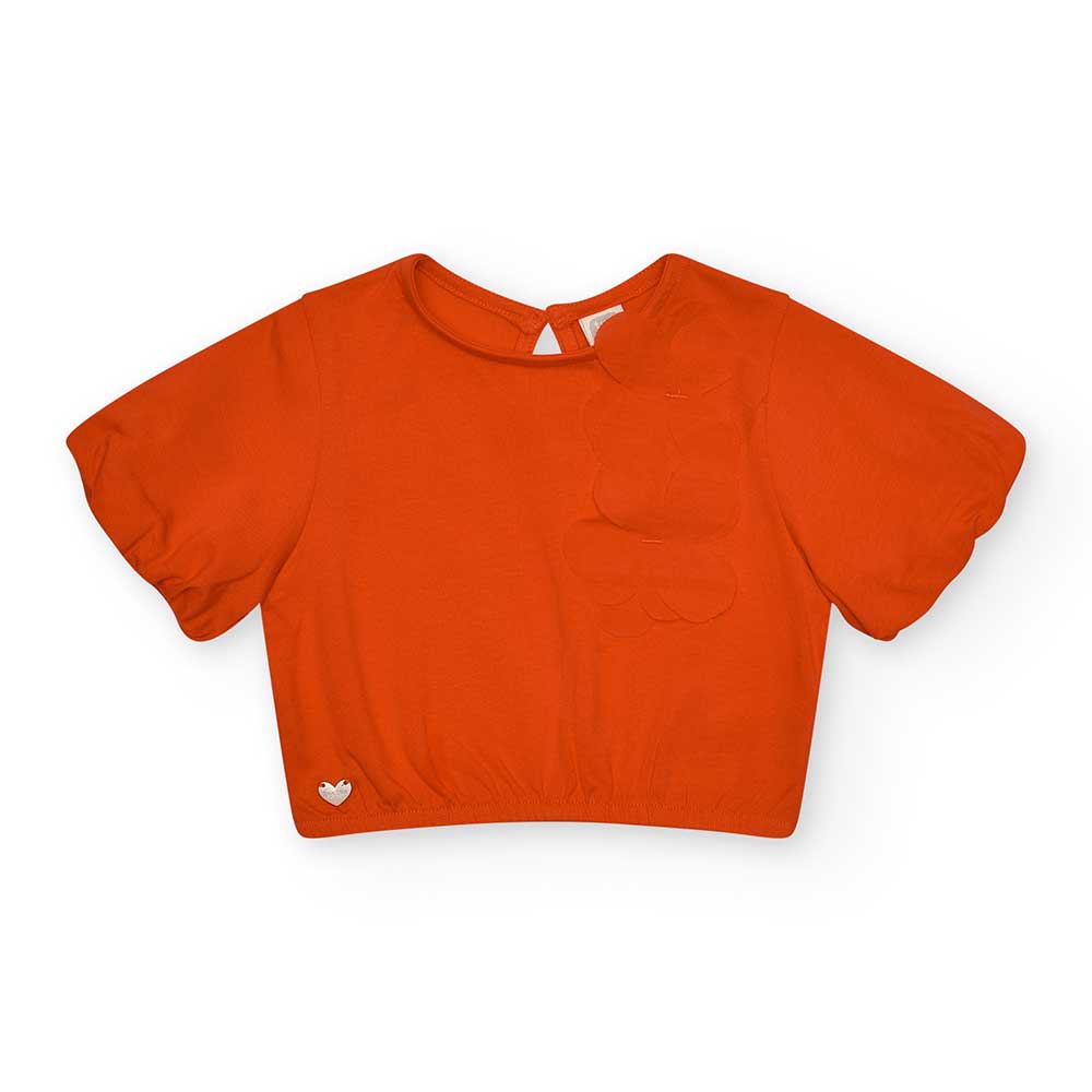 Tuc Tuc Girl's Clothing Line T-shirt, with elastic at the bottom, balloon style with tulle applic...