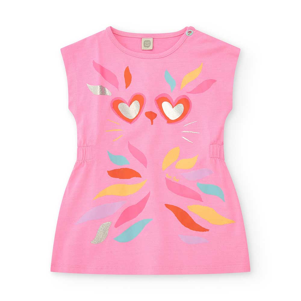 Knitted dress from the Tuc Tuc Girls' Clothing Line, with a print on the front and an elastic wai...