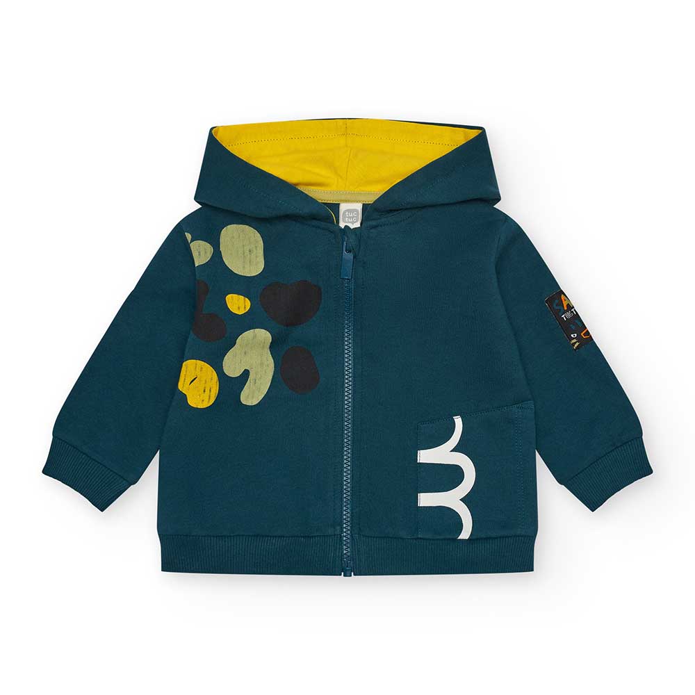 Tuc Tuc Children's Clothing Line sweatshirt, with zip closure and hood. Front print in contrastin...
