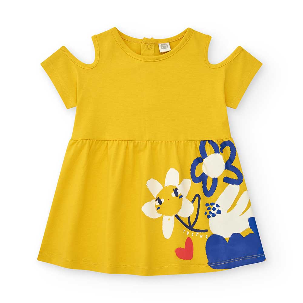 Sleeveless knit dress from the Tuc Tuc Girls' Clothing Line with a wide skirt.
Composition: Cotto...