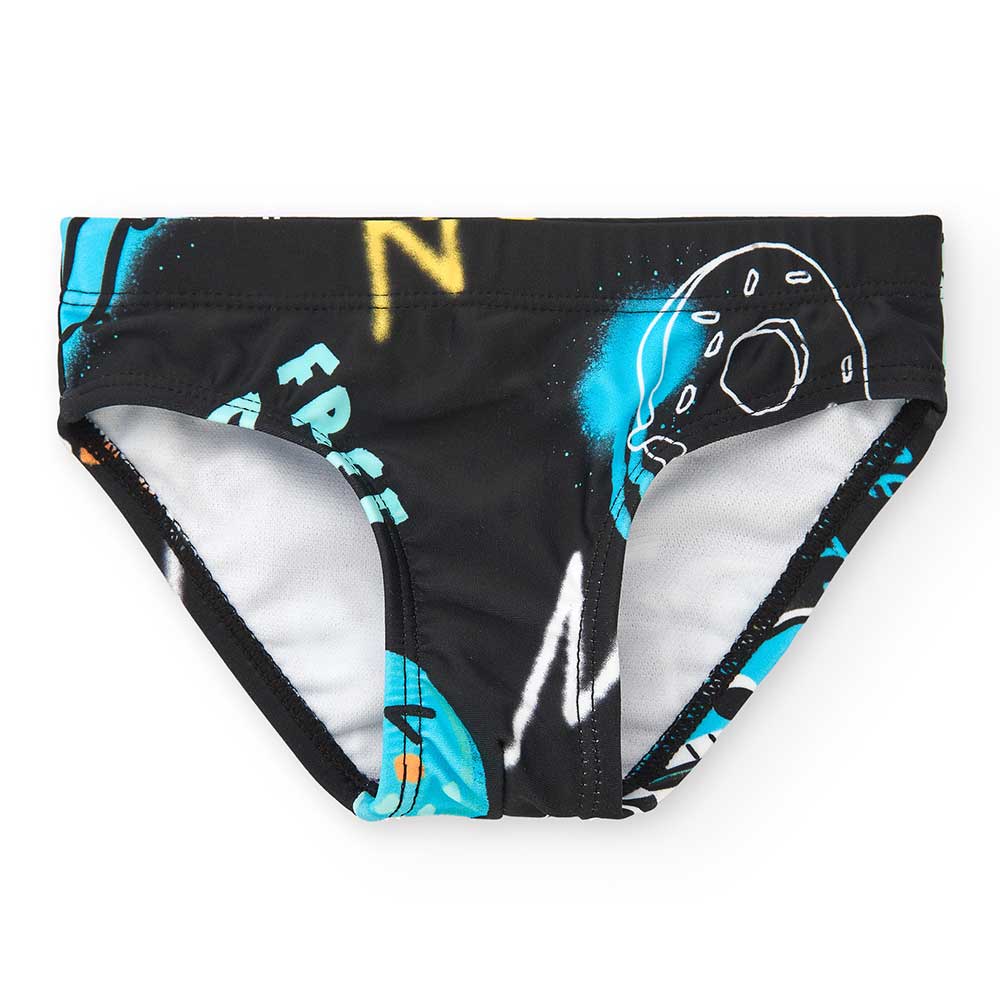 Tuc Tuc Children's Clothing Line swim briefs, with a colorful pattern.
Composition: Polyamide 82%...