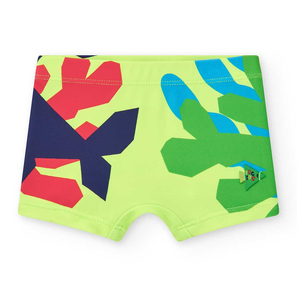 Boxer shorts from the Tuc Tuc Children's Clothing Line, with a bright colored pattern.
Compositio...
