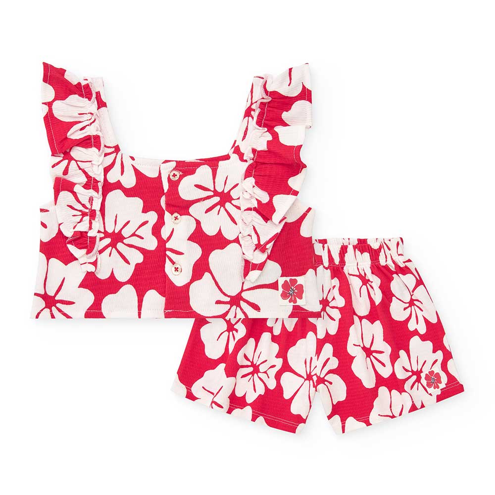 Complete two-piece set from the Tuc Tuc Girls' Clothing Line, with a top and wide shorts featurin...
