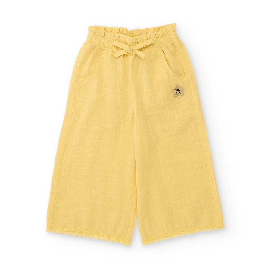 Wide-leg pants from the Tuc Tuc Girls' Clothing Line, made of linen blend with an elastic waistba...