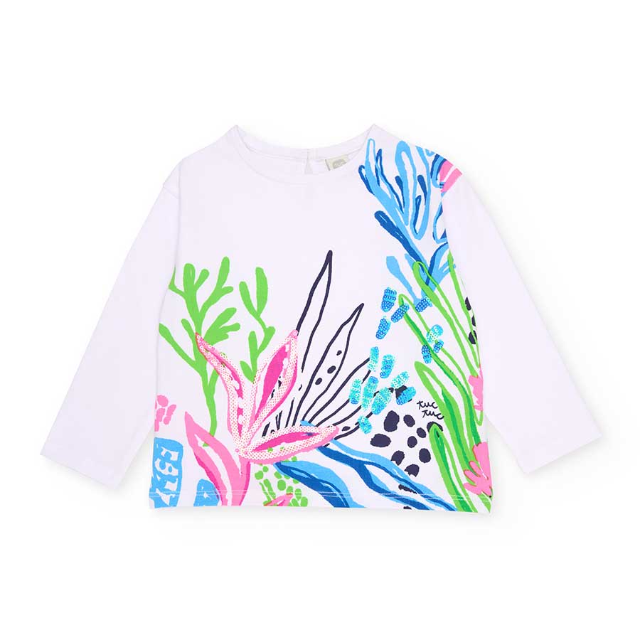 Long sleeve t-shirt from the Tuc Tuc Children's Clothing Line, featuring a multicolor marine-them...