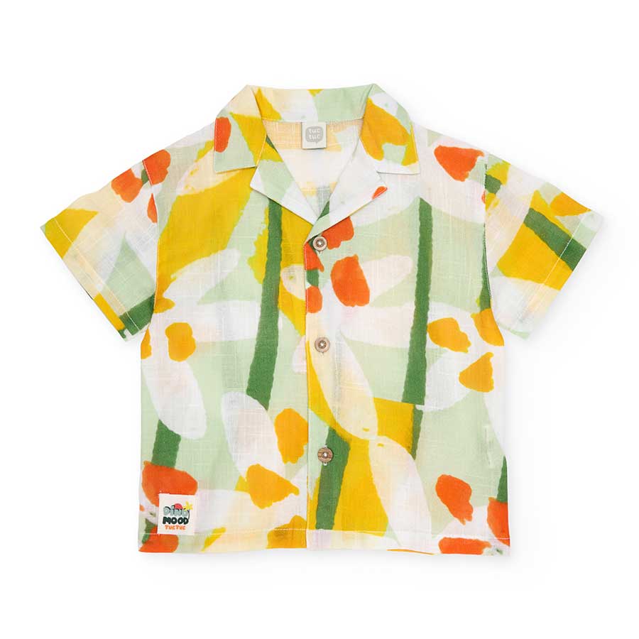Tuc Tuc Children's Clothing Line Shirt, with a wide collar and multicolor pattern. Made of linen ...
