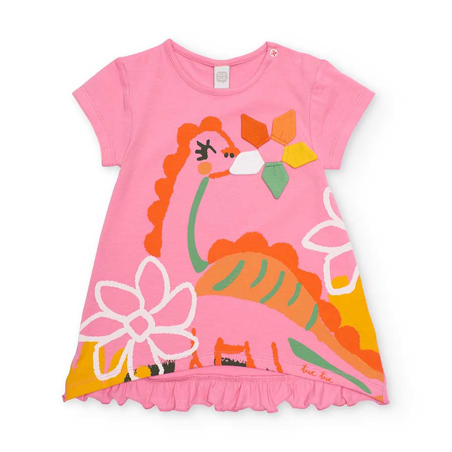 Dress in jersey from the Tuc Tuc Girls' Clothing Line, featuring a colorful print on the front an...