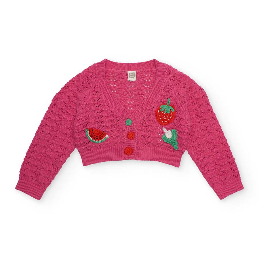 Cardigan from the Tuc Tuc Girls' Clothing Line, featuring a short bolero style with knitted butto...