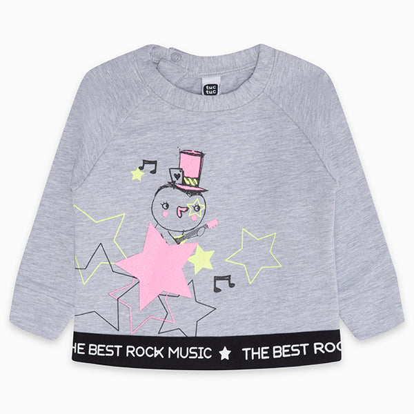 
  Tuc Tuc Girl's Clothing Line Sweatshirt with forks on the back and designs
  fluo on the front.

