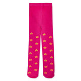 Calzamaglia fucsia con fantasia a fiori gialli per bambina.