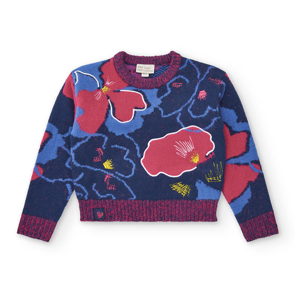 Sweater from the Tuc Tuc Girls' Clothing Line, with a double weave and floral pattern. 
Compositi...