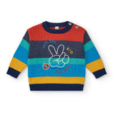 Maglione a righe colorate con ricami Tuc Tuc per bambini.