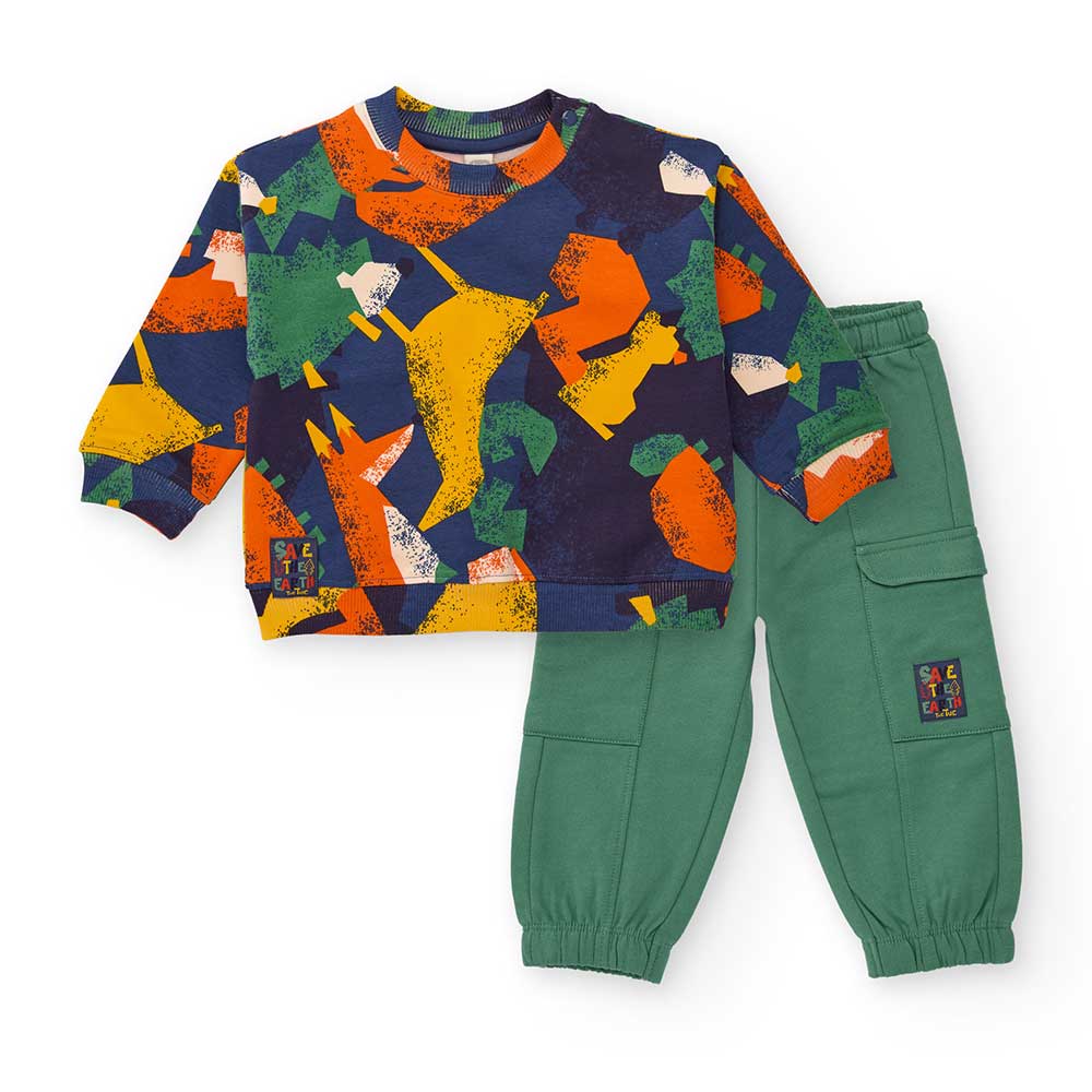 Complete suit from the Tuc Tuc Children's Clothing Line, with a multicolored patterned crew neck ...