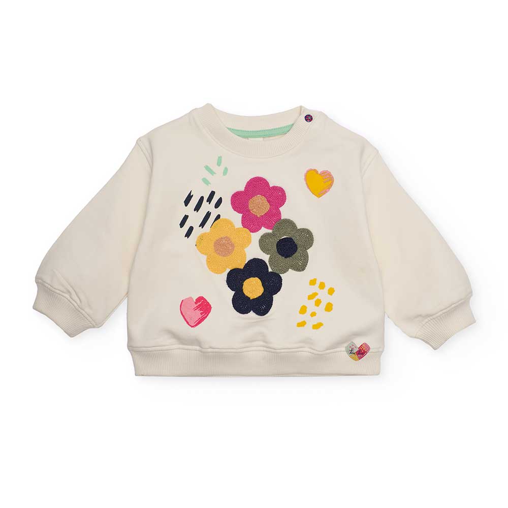 Sweatshirt from the Tuc Tuc Girls' Clothing Line, with applied flowers on the front in bouclet.
C...