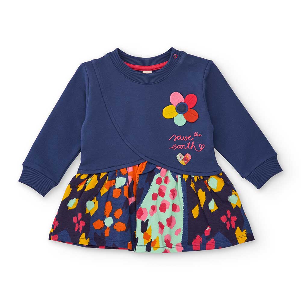 Abito della Linea Abbigliamento Bambina Tuc Tuc, conampia gonna a fantasia e parte superiore a ti...