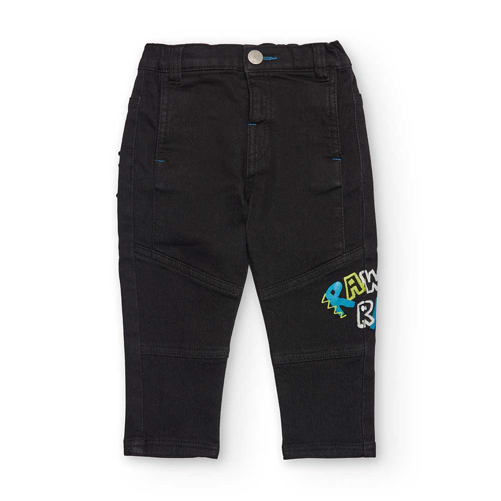 Denim pants from the Tuc Tuc Children's Clothing Line, with a regular fit and colorful print on o...