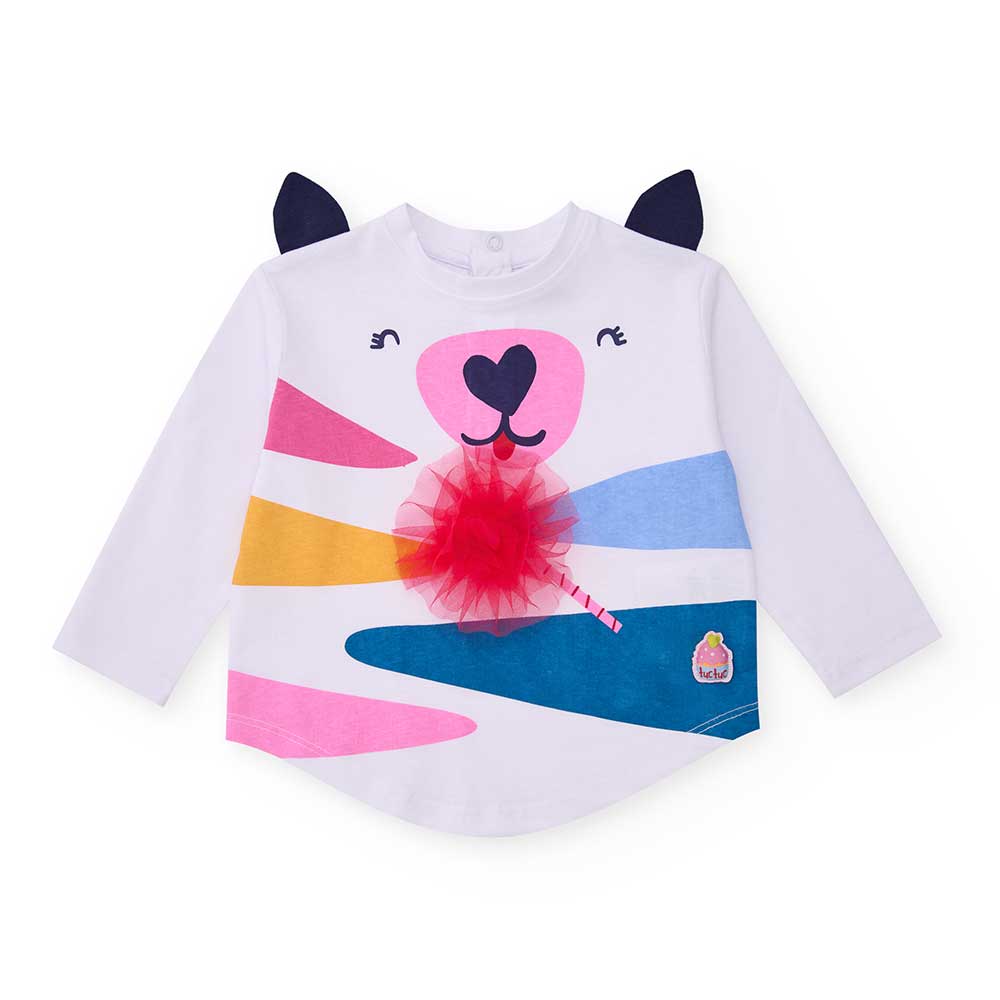 Long sleeve shirt from the Tuc Tuc Girls' Clothing Line, with ears applied on the straps and a pr...