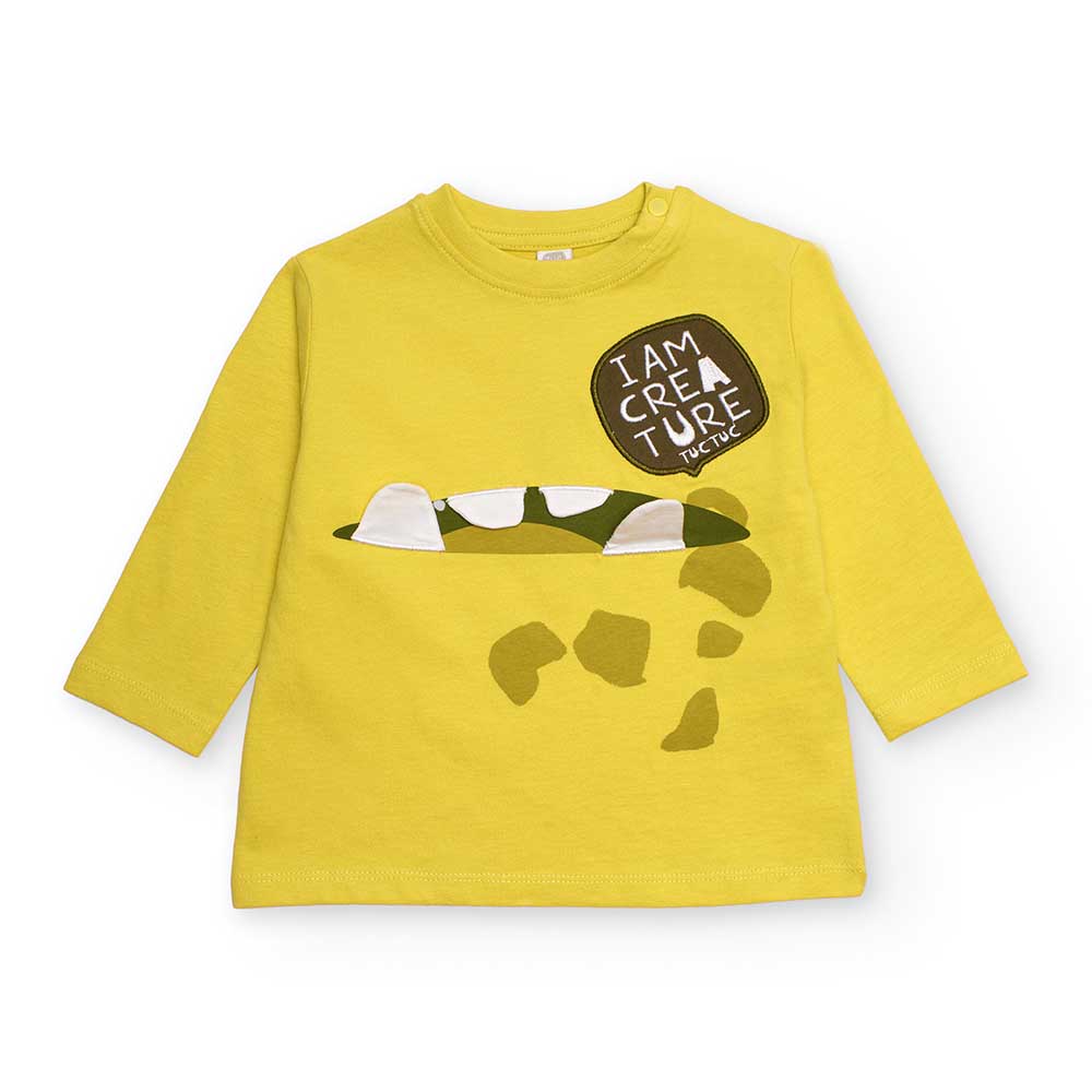 T-shirt from the Children's Clothing Line tuc Tuc, with a print on the front on a fluorescent bac...