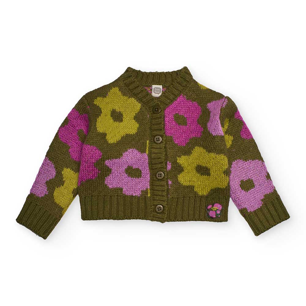 Cardigan in knit from the Girls' Clothing Line Tuc Tuc, with a floral pattern and buttons on the ...