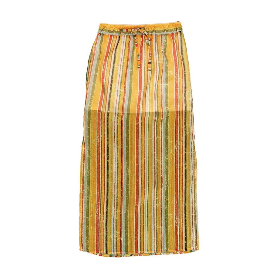 Long skirt from the Via delle Perle clothing line in lightweight multicolored striped fabric with...