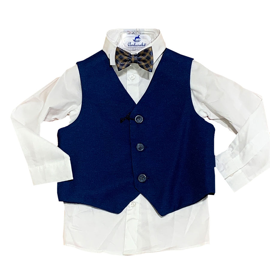 
  Elegant vest from the Ambarabà children's clothing line, in solid color with small
  fantasy m...