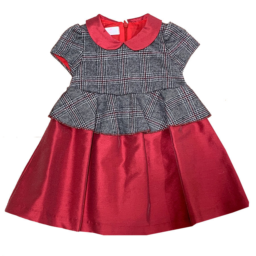 
  Ambarabà girl's clothing line dress, satin at the bottom and
  in the collar, Prince of Wales ...