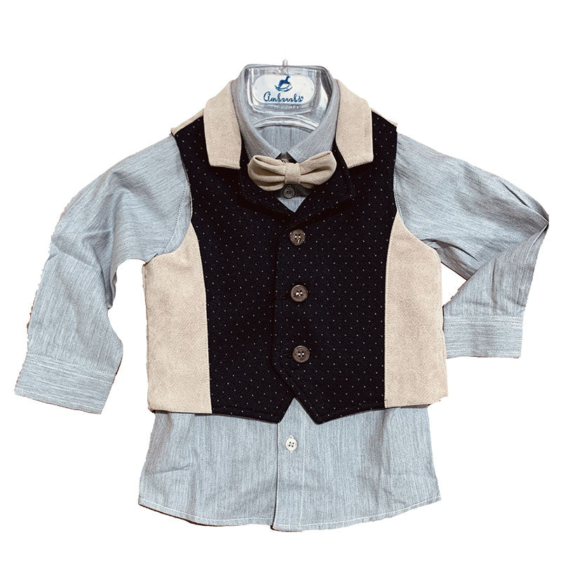 
  Vest from the Ambarabà children's clothing line, in soft fabric with processing
  points in co...