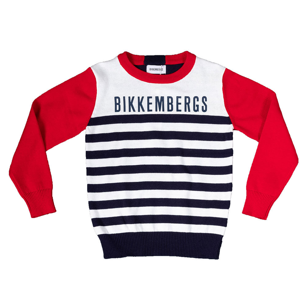 
  Cotton sweater from the Bikkembergs children's clothing line, round neck, with workmanship
  s...