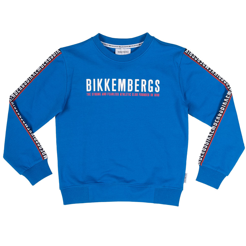 
Sweatshirt from the Bikkembergs children's clothing line, with fabric applications on the sleeve...