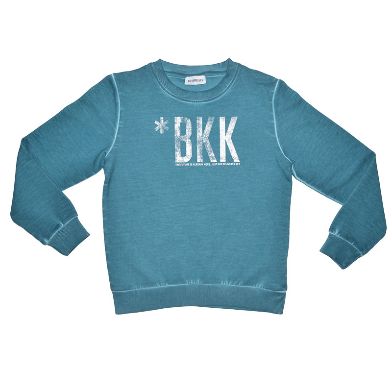 Brushed sweatshirt from the Bikkembergs children's clothing line, with vintage wash, and contrast...