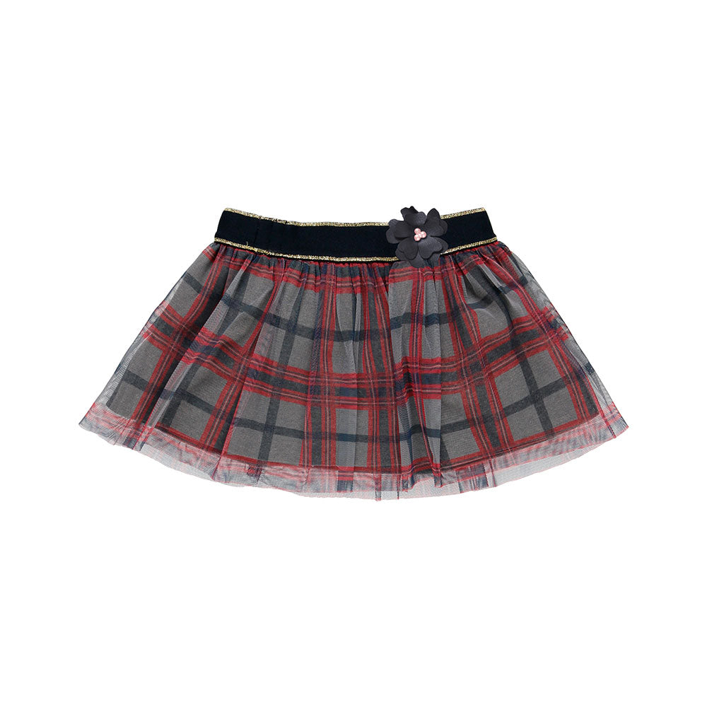 Fleece skirt with checked tulle flounce from the Boboli Girls' Clothing Line.

Composition: Exter...