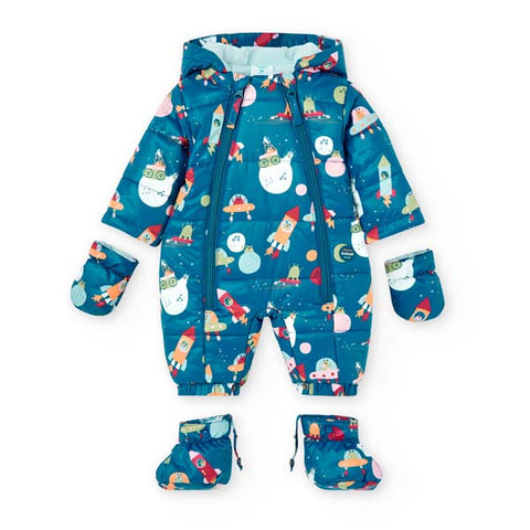 Printed technical fabric baby tracksuit for newborns