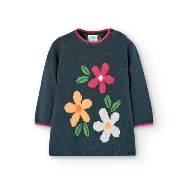 
Knitted dress from the Boboli Girls' Clothing Line, with buttons on one side and a colorful flow...
