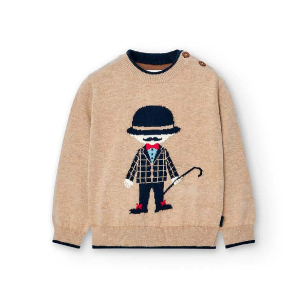 
Sweater from the Boboli children's clothing line, with round neck and contrasting color print th...