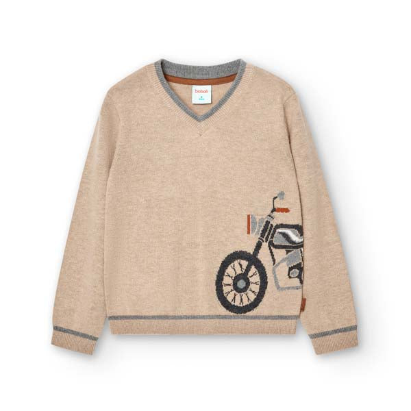 
Sweater from the Boboli children's clothing line, with V-neck and spinning bicycle design on the...