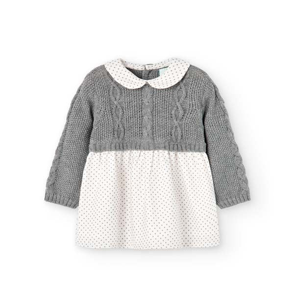 
Dress from the Boboli Girls' Clothing Line, with knitted top, and skirt and collar in light fabr...