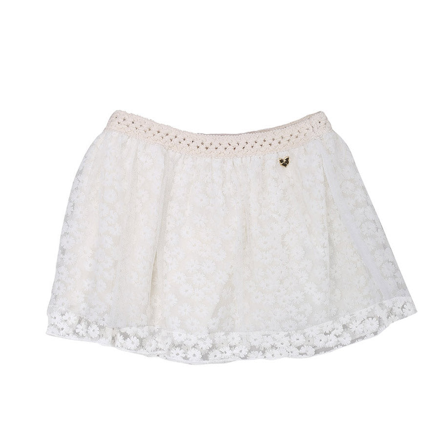 
  Skirt from the Fracomina Mini girl's clothing line, coral pink tulle skirt
  perforated with e...