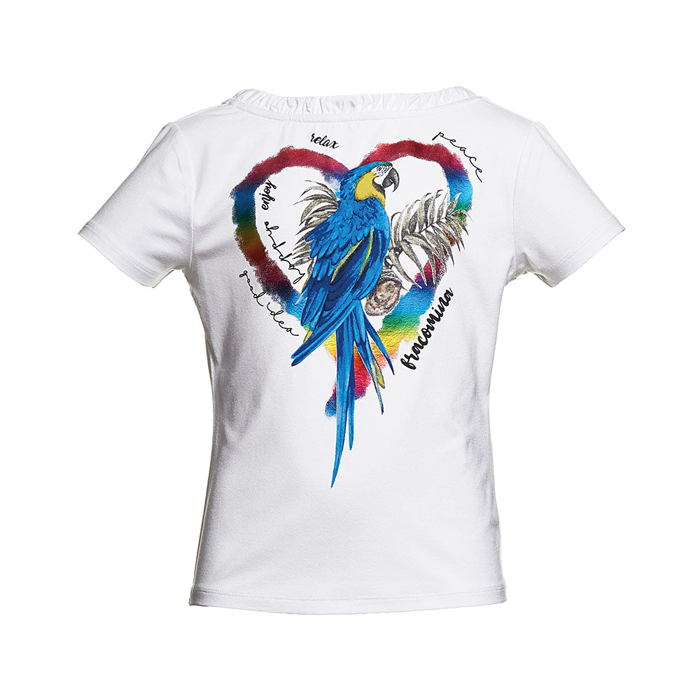 
T-shirt with tie on the neckline from the Fracomina children's clothing line, with colored print...
