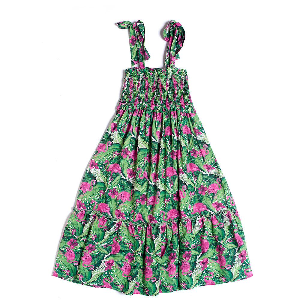 
Dress from the Fracomina Girls' Clothing Line, with elasticated bodice and all-over tropical pat...