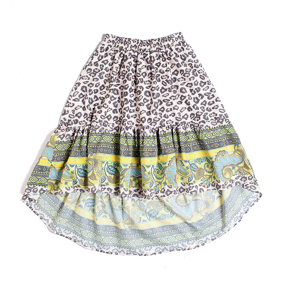 
Skirt from the Girl's Clothing Line, with elastic waistband and animalier pattern, longer at the...