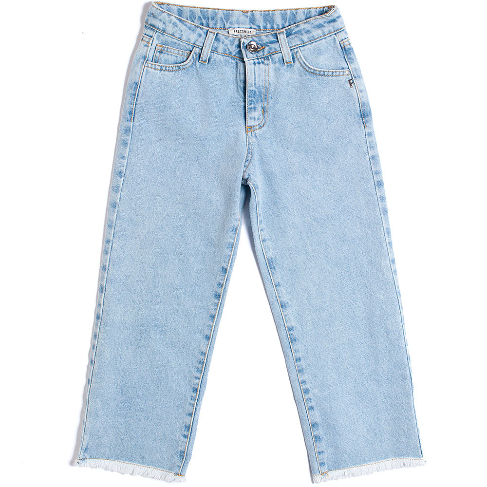 
Jeans from the Fracomina Girls' Clothing Line, wide model, with adjustable waist and frayed fabr...