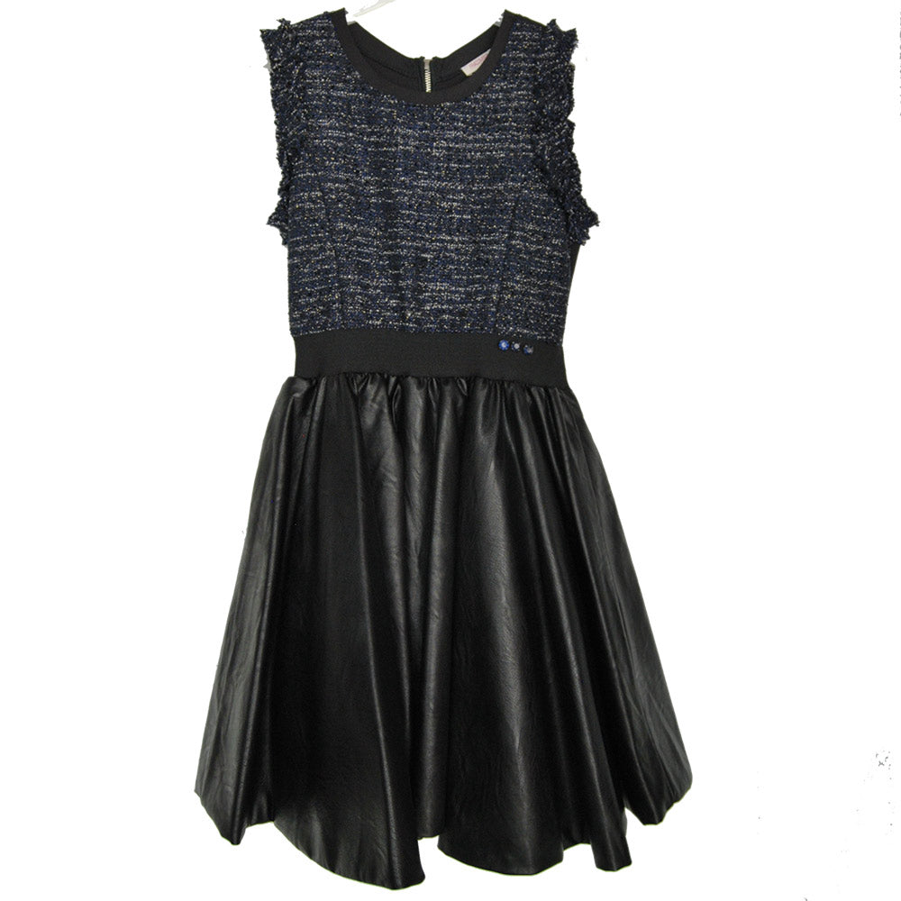 
  Dress from the Fracomina children's clothing line. In bouclè the upper part,
  faux leather sk...